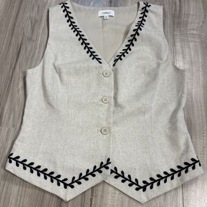 Hersy Embroidered Linen Cowgirl Western Vest Size Small